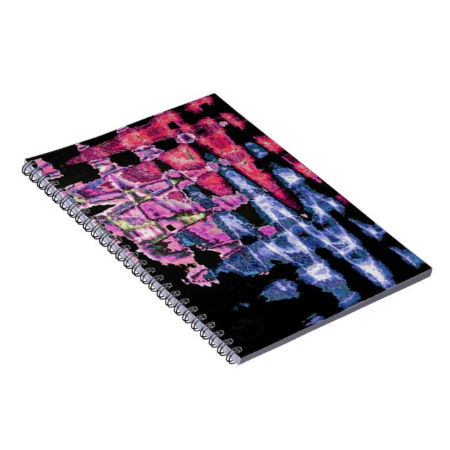 Carnet Achempong Synthwave Moderne : Abstrait Bleu Rose (Côté Droit)