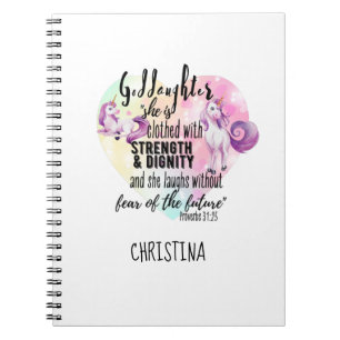 Carnet Adolescent Godgirl cadeau Pink Unicorn Proverbe mi