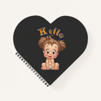 Carnet Adorable Cartoon Baby Sitting Cheerfully with Cute