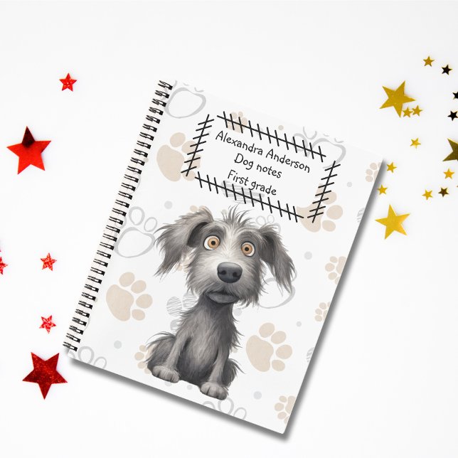 Carnet Adorable Chien Gris Scruffy sur pattes Imprimer (Créateur téléchargé)