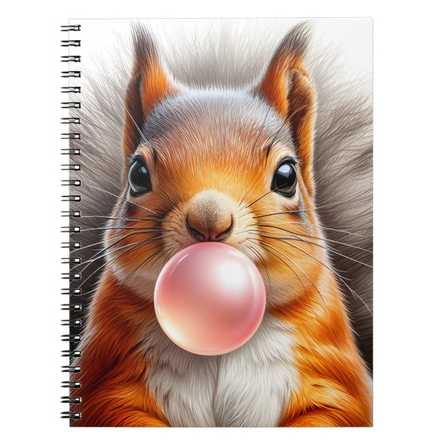 Carnet Adorable écureuil rouge soufflant bulle de gomme S (Devant)