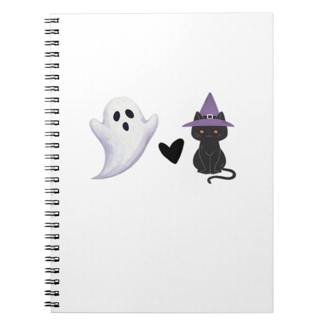 Carnet Adorable Halloween Duo Friendly Ghost et Black Ca (Devant)