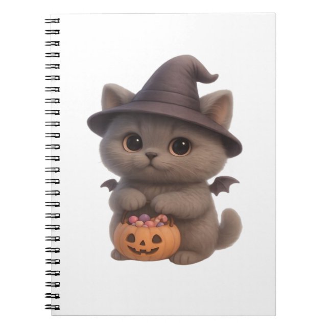 Carnet Adorable Kitten en costume de sorcière Halloween a (Devant)