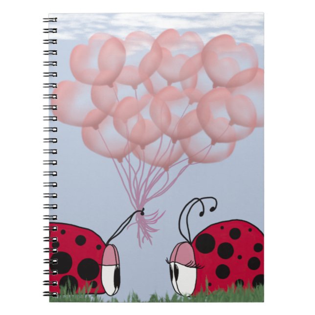 Carnet Adorable Ladybug Avec Joli Bouquet De Balloon Rose (Devant)
