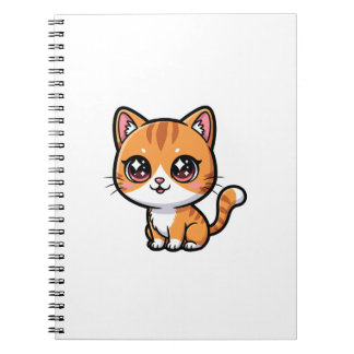 Carnet Adorable Orange Tabby Cartoon Cat