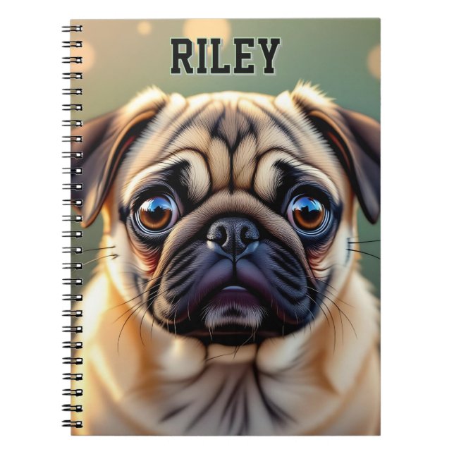 Carnet Adorable Pug Close up | Cute Dog Personalized (Devant)