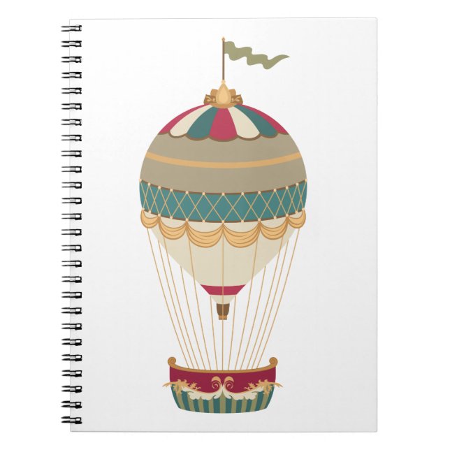 Carnet Adorable Steampunk Hot Air Balloon avec drapeau (Devant)