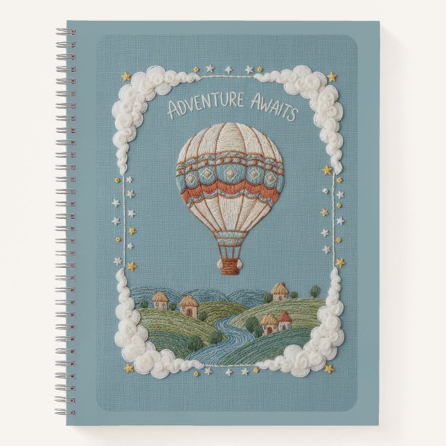 Carnet Adventure Awaits Embroidered Hot Air Balloon (Devant)