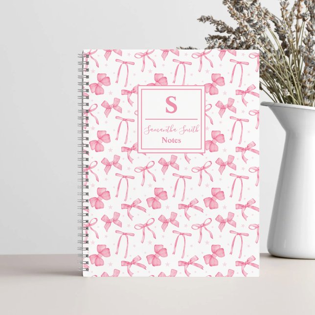 Carnet Aesthetic Pink Coquette Bow Custom Name  (Créateur téléchargé)