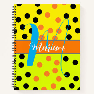 Carnet Aesthétique multicolore Nom initial Monogramme