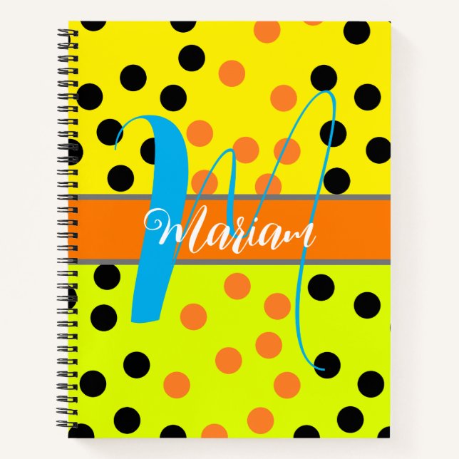 Carnet Aesthétique multicolore Nom initial Monogramme (Devant)