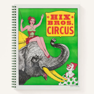 Carnet Affiche De Cirque Montrant Une Femme Et Un Éléphan