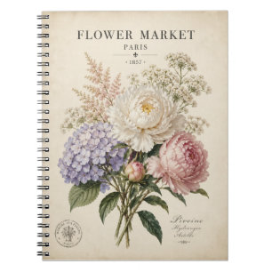 Carnet Affiche de marché de fleurs botaniques vintage   É