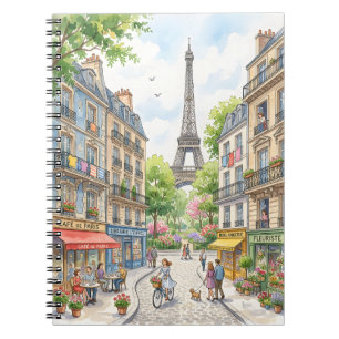 Carnet Affiche de rue de Paris aquarelle, Tour Eiffel mur
