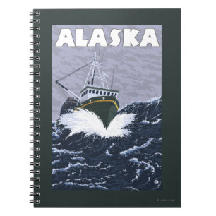 Carnet Affiche de Vintage voyage de bateau d'AlaskaCrab