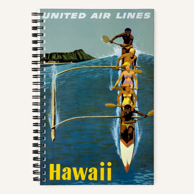 Carnet Affiche De Voyage Pour United Air Lines Vers Hawai (Recto)