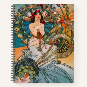 Carnet Affiche Florale de Femme Art Nouveau Vintage Mucha