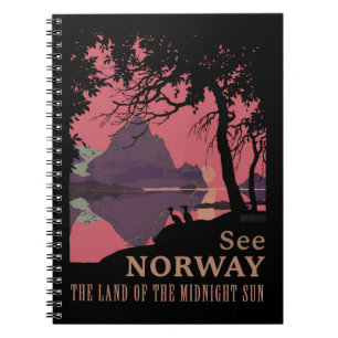 Carnet Affiche minimaliste de coucher de soleil en Norvèg