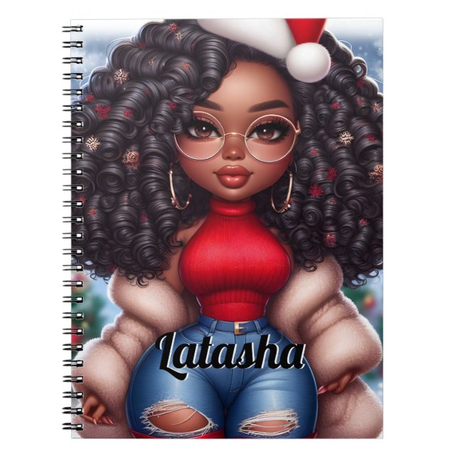 Carnet Africaine-Américaine mignonne de Noël (Devant)