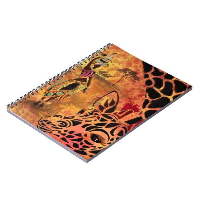 Carnet African Girl and Giraffe - Friends - Art Drawing - (Côté gauche)