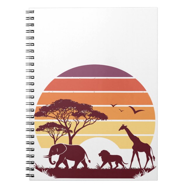 Carnet African Wildlife Silhouette Safari Design (Devant)