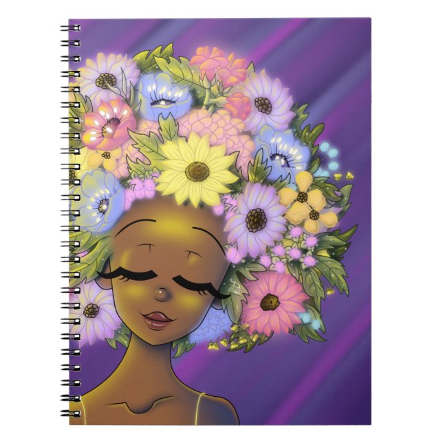 Carnet Afro-Américaine Flower Hair (Devant)