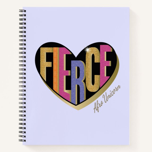 Carnet Afro Unicorn Fierce Heart Design (Devant)