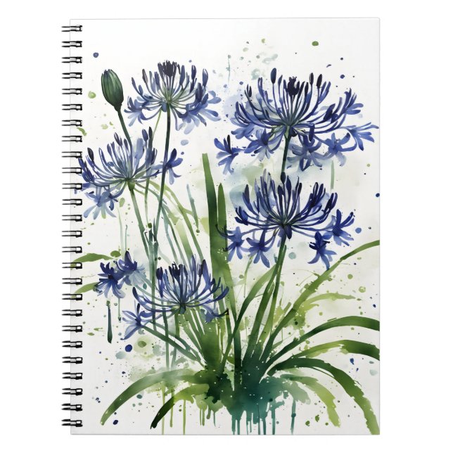 Carnet Agapanthus - Watercolor flowers iPad mini cover (Devant)