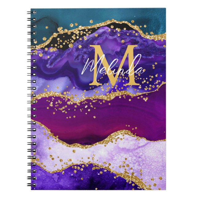 Carnet Agate de Parties scintillant de Peacock violet et  (Devant)