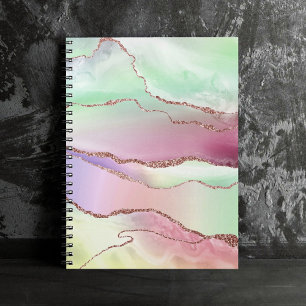 Carnet Agate de pastèque   Neo Mint Green et Cassis Pink