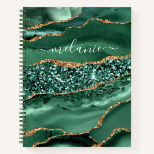 Carnet Agate Green Gold Parties scintillant Geode Marbre