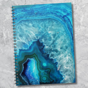 Carnet Agate moderne en marbre bleu
