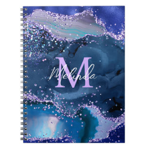 Carnet Agate Océan Pailleté Bleu Foncé et Violet