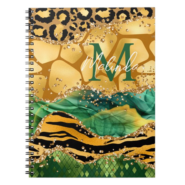 Carnet Agate Poster de animal Gold et Green Safari (Devant)