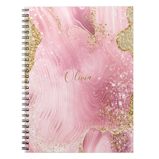 Carnet Agate rose fille personnalisée avec Parties scinti (Devant)