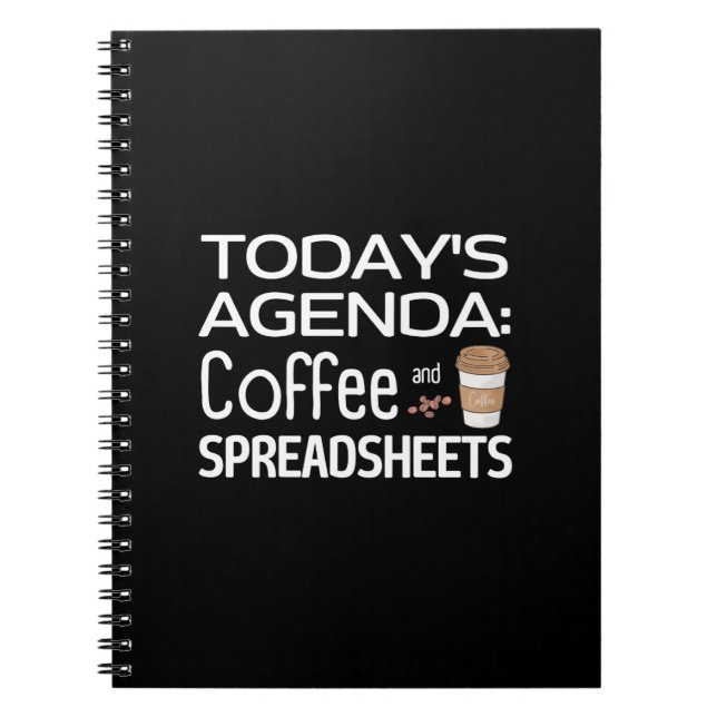 Carnet Agenda d'aujourd'hui : Café et feuilles de calcul (Devant)