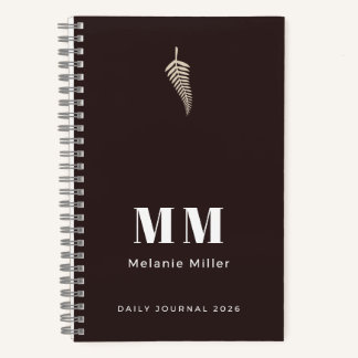 Carnet Agenda personnalisé Chic Oxblood Rouge Fern Botani