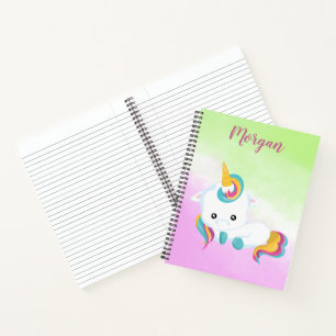 Carnet Agréable licorne sur vert et violet Arrière - plan