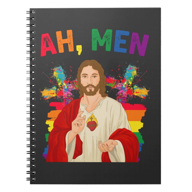 Carnet Ah Men Funny LGBT Gay pride Jesus Christian (Devant)