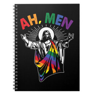 Carnet Ah Men Funny LGBT Gay pride Jesus Rainbow Flag Chr