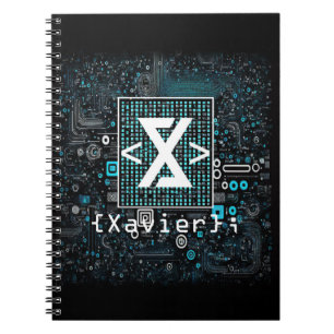 Carnet Ai - Technologie - Monogramme de codage - Xavier