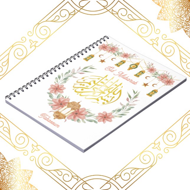 Carnet Aïd Moubarak|Fleurs de calligraphie arabe du Ramad (Créateur téléchargé)