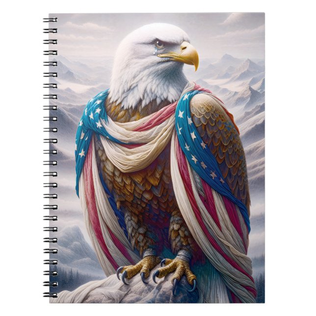 Carnet Aigle à tête blanche avec larmes et drapeau améric (Devant)