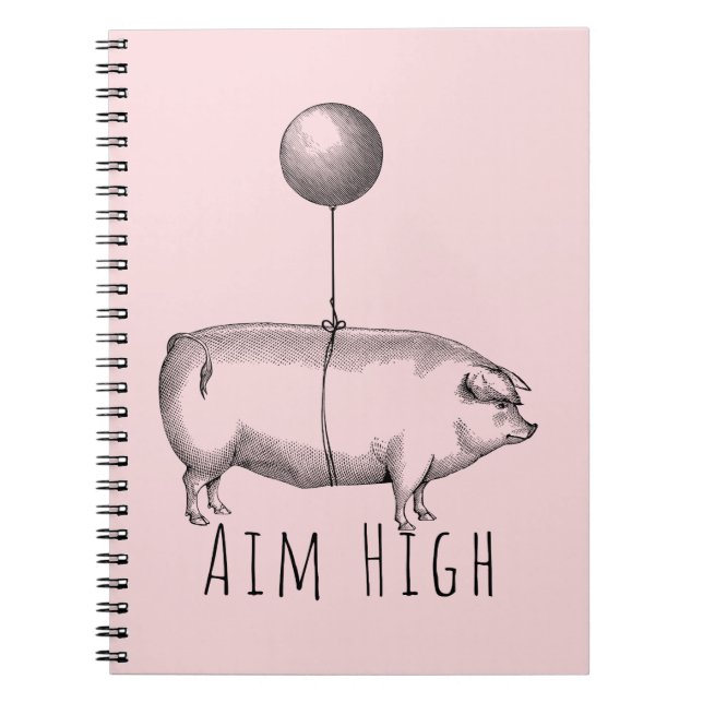 Carnet Aim High Cute Pig and Balloon Inspirational (Devant)