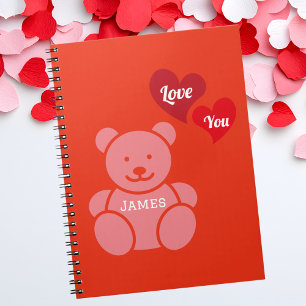 Carnet Aimez-vous Ours et Coeurs Teddy, Personnalisé