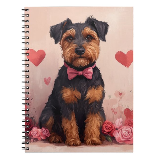Carnet Airedale avec Rose - Saint Valentin (Devant)