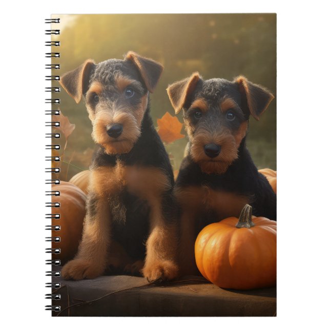 Carnet Airedale Chiot Automne Citrouille délice (Devant)