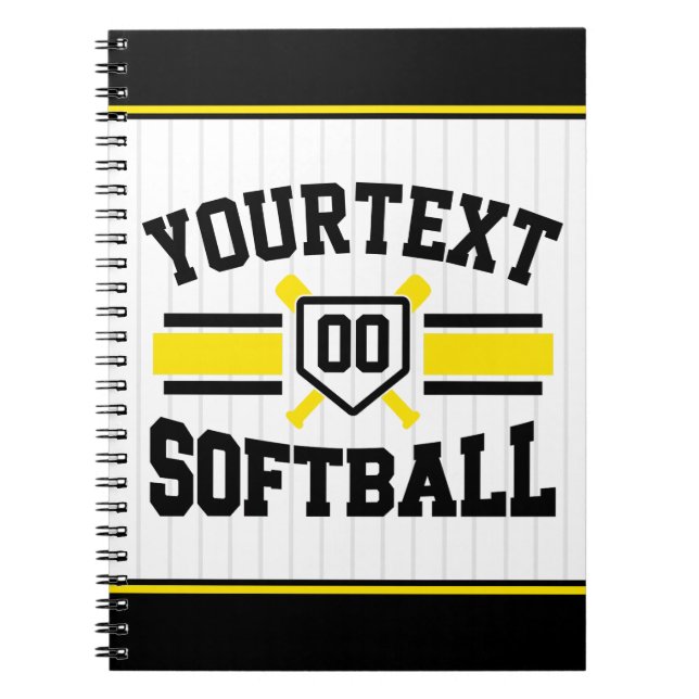 Carnet AJOUT PERSONNALISÉ NOM Softball Player Varsity Tea (Devant)