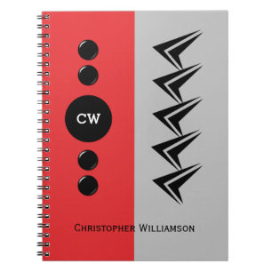 Carnet Ajouter le nom des initiales rouge et gris