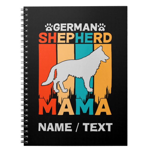 Carnet Ajouter le nom German Shepherd MAMA, Brown bleu su (Devant)